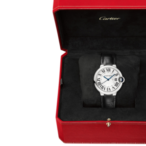 Cartier Ballon Bleu 36mm – Cuir Noir & Cadran Argenté