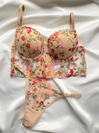 Bustier Brodé Whisky Café ; Ensemble de Lingerie Sophistiqué