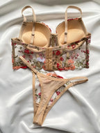 Bustier Brodé Whisky Café ; Ensemble de Lingerie Sophistiqué