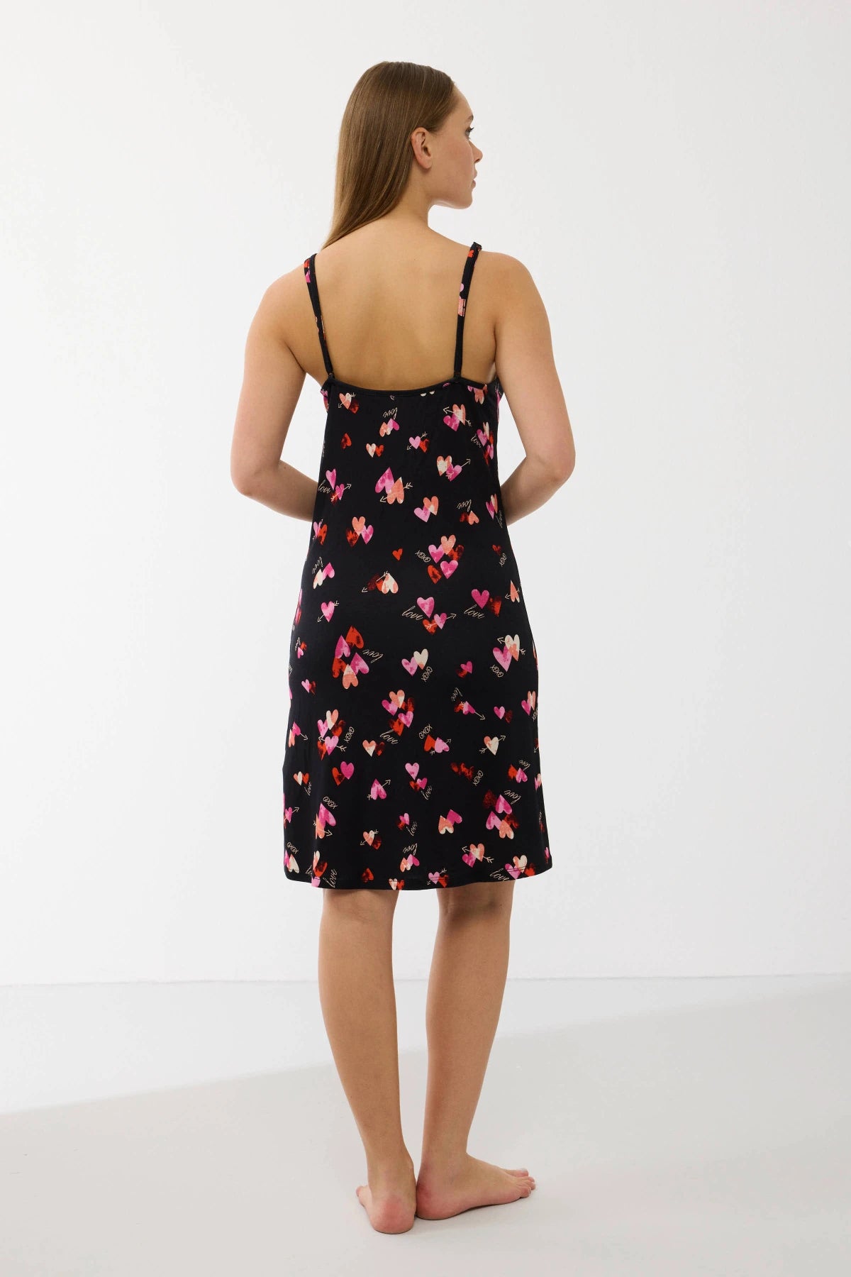 Nuisette fluide imprimé Cœurs en viscose