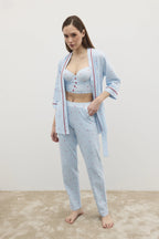 Ensemble Pyjama Femme 3 Pièces en Coton Stretch – Push-Up ; Kimono Léger