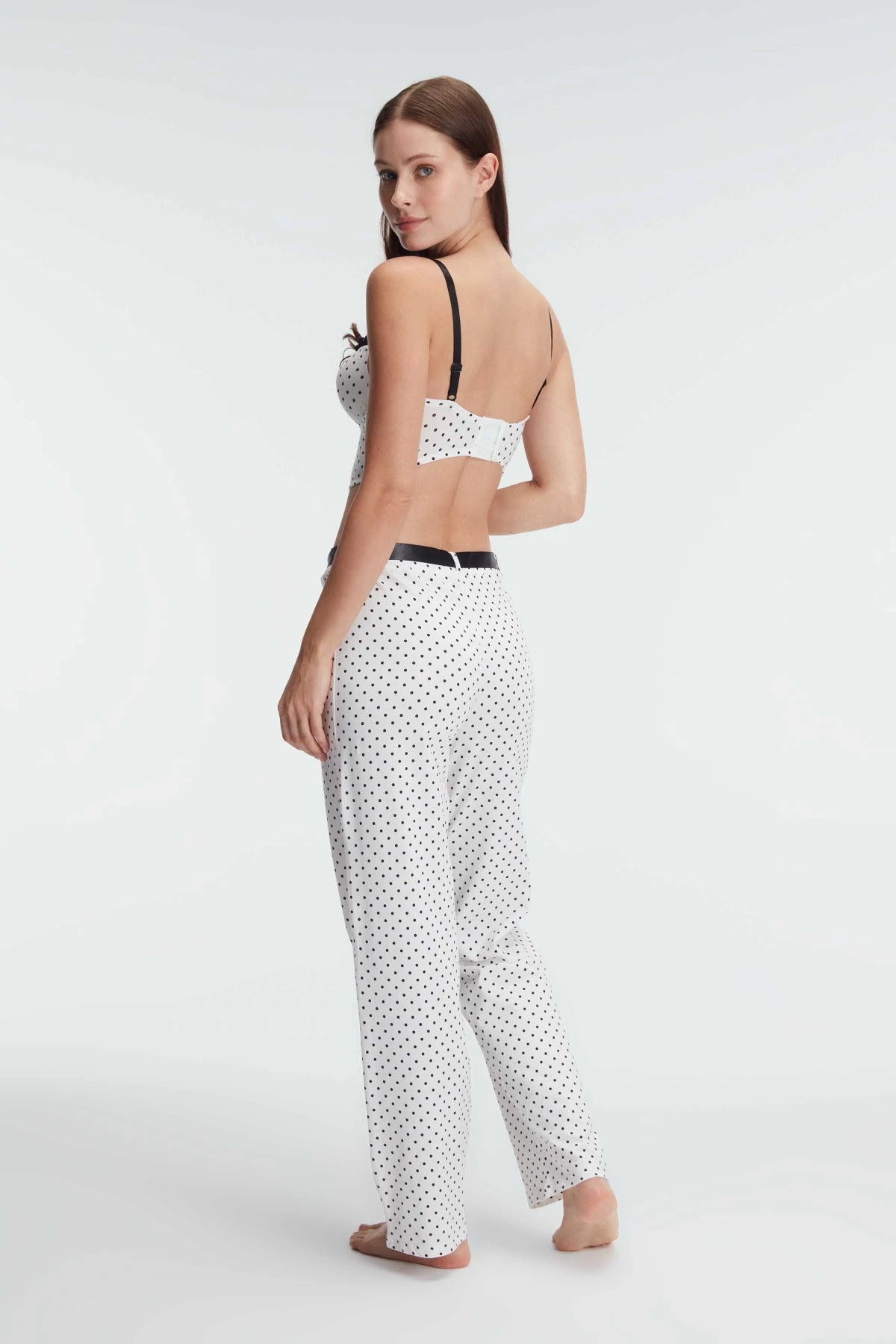 Ensemble Pyjama Femme Bustier Push-Up à Pois – Coton Stretch Confort